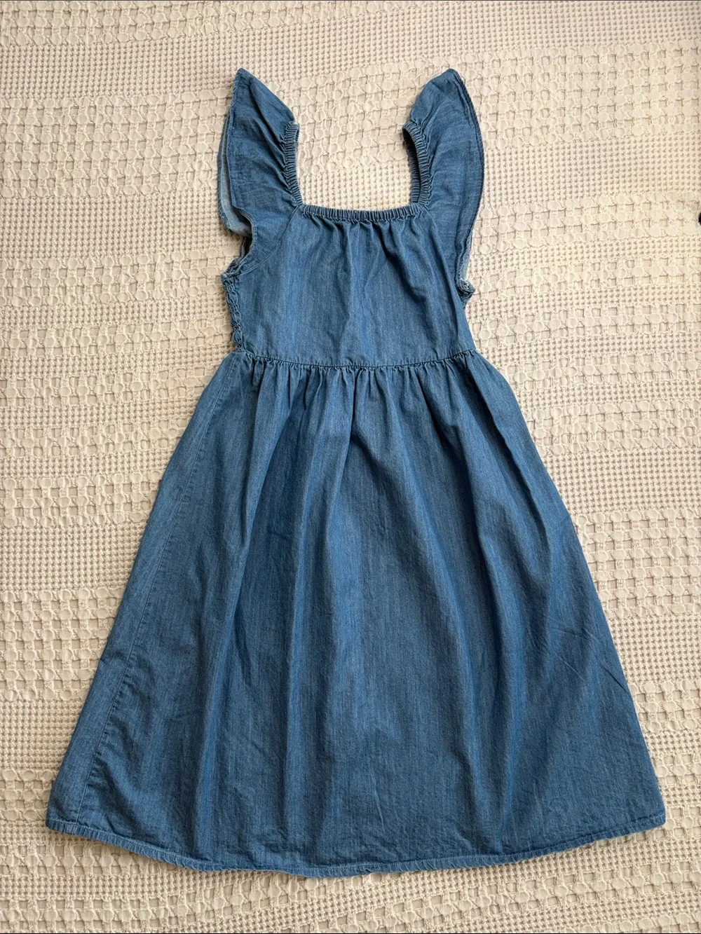 Roxy Girls Blue Denim Sundress Smocked Back 100% cotton